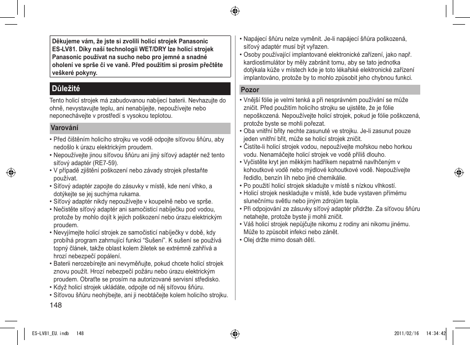 Panasonic ESLV81 User Manual | Page 148 / 210