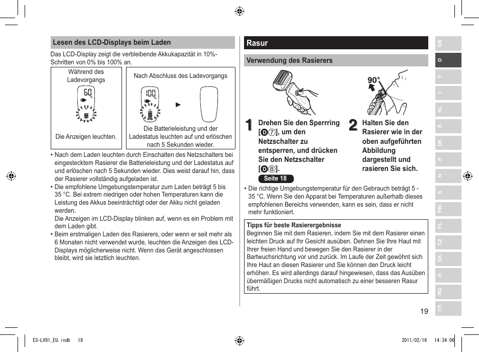 Panasonic ESLV81 User Manual | Page 19 / 210