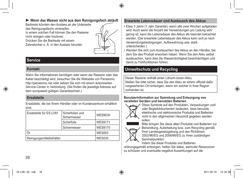 Panasonic ESLV81 User Manual | Page 26 / 210