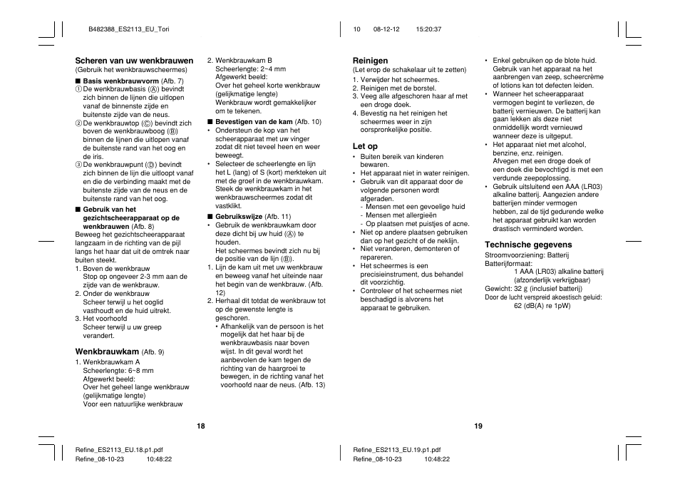 Panasonic ES2113 User Manual | Page 10 / 30