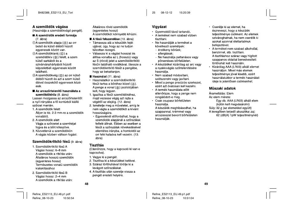 Panasonic ES2113 User Manual | Page 25 / 30