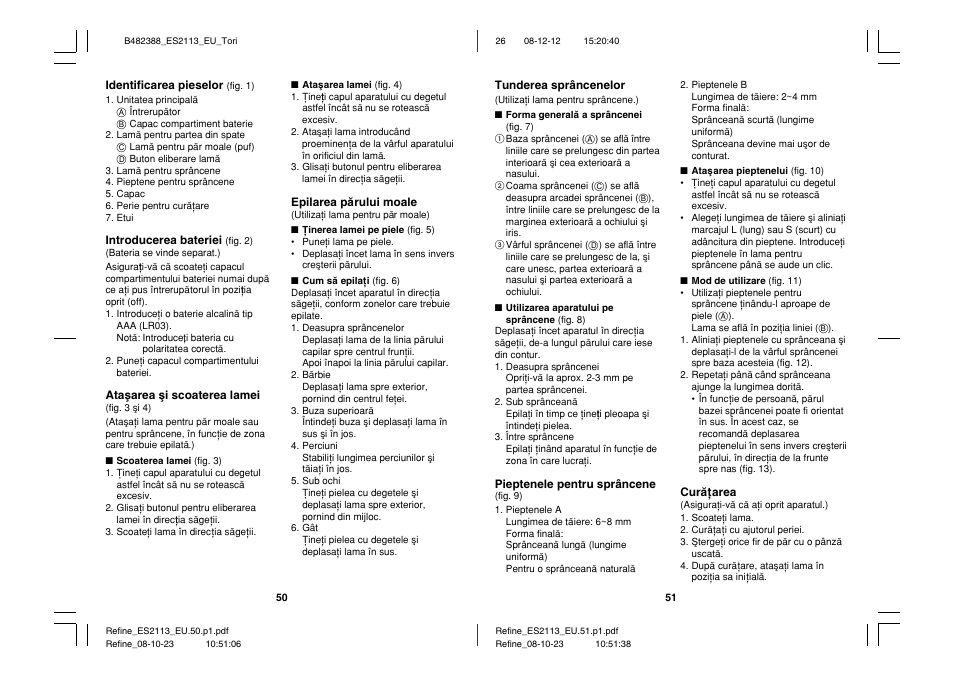 Panasonic ES2113 User Manual | Page 26 / 30