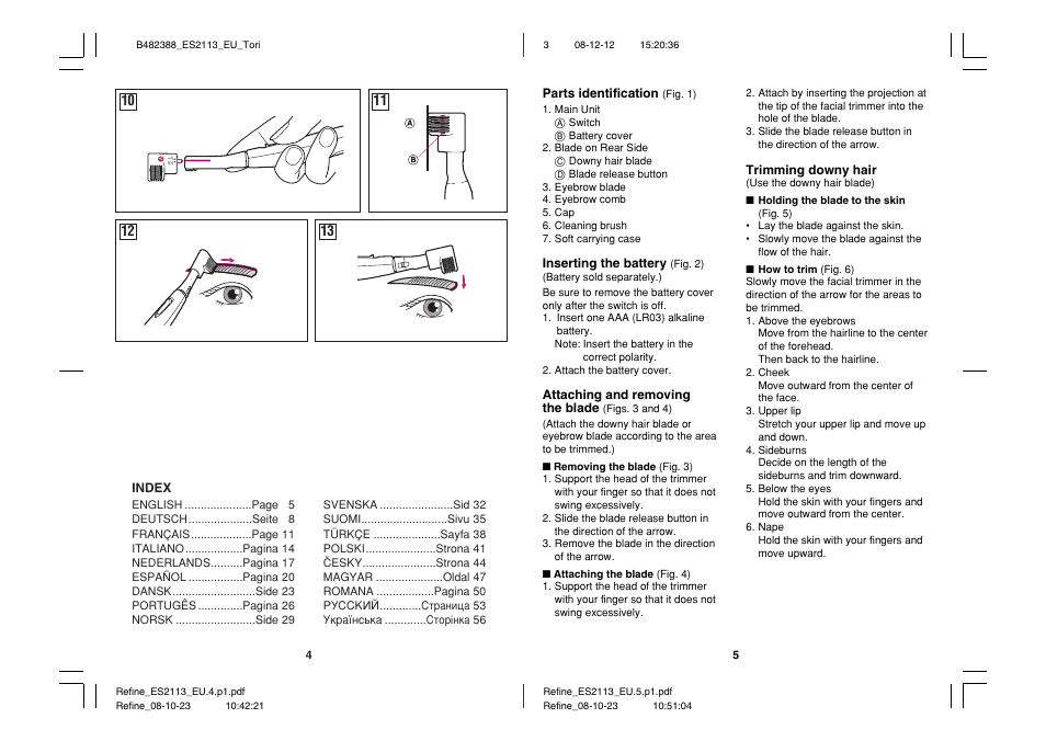 Panasonic ES2113 User Manual | Page 3 / 30