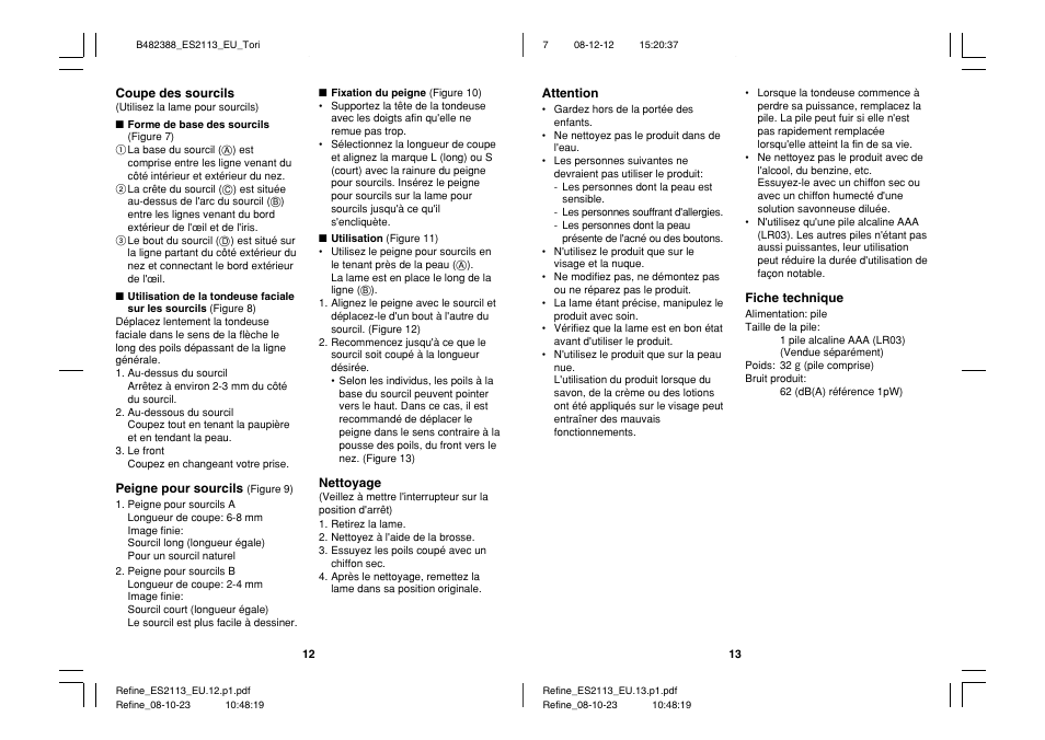 Panasonic ES2113 User Manual | Page 7 / 30