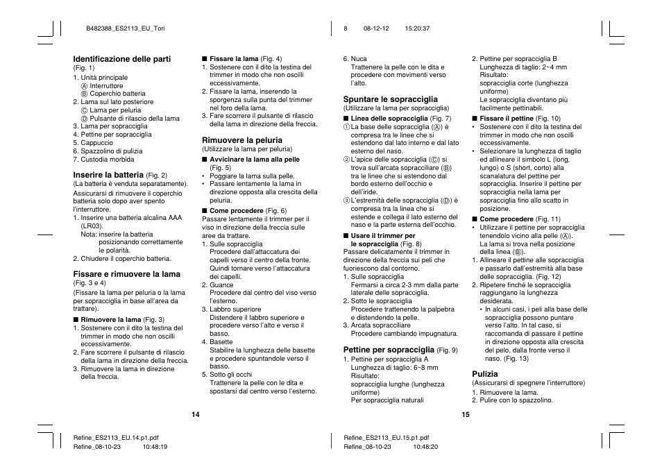 Panasonic ES2113 User Manual | Page 8 / 30