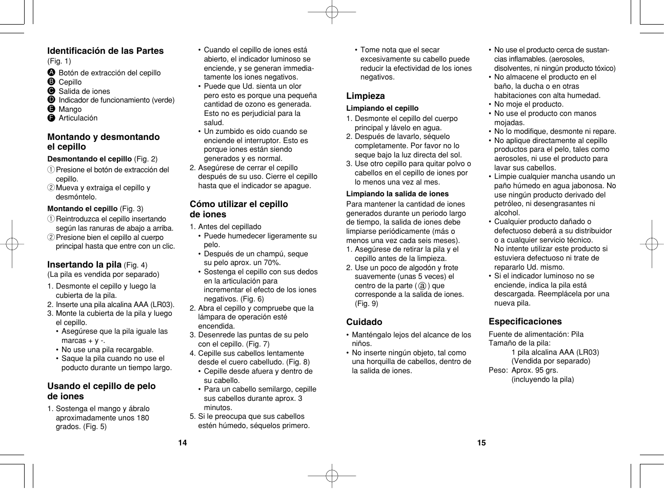 Panasonic EH2203 User Manual | Page 8 / 20