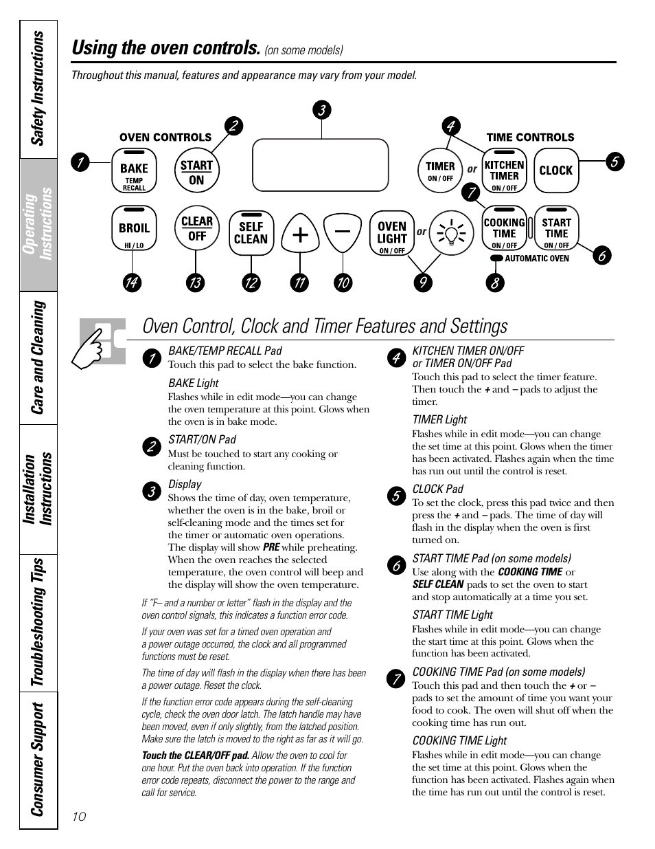 Oven controls, Oven controls , 11, Using the oven controls | Americana Appliances ABS300 User Manual | Page 10 / 48