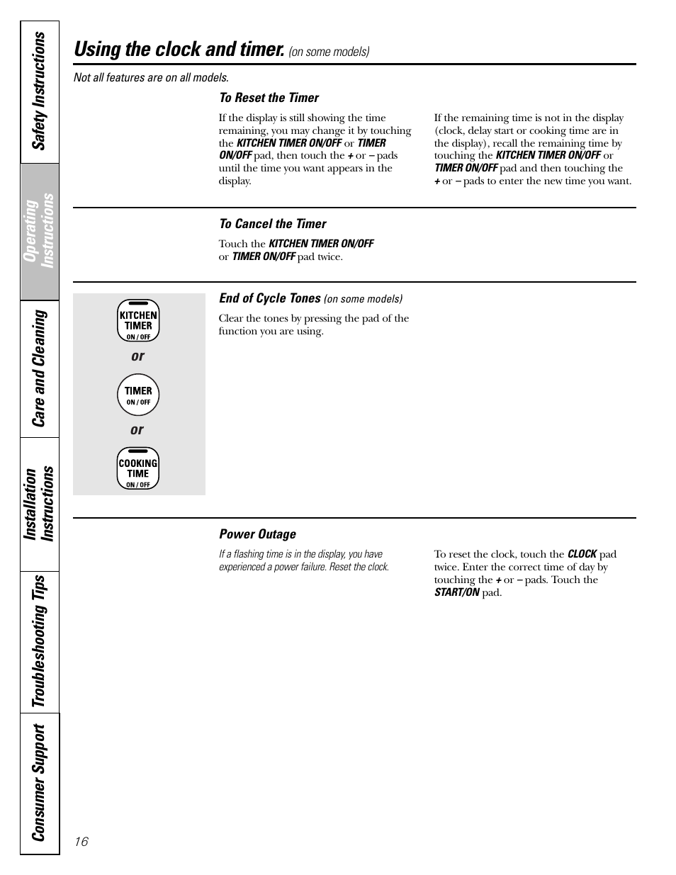 Using the clock and timer | Americana Appliances ABS300 User Manual | Page 16 / 48
