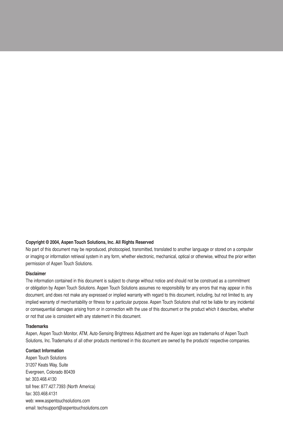 Aspen Touch Solutions ATM-173R User Manual | Page 2 / 18