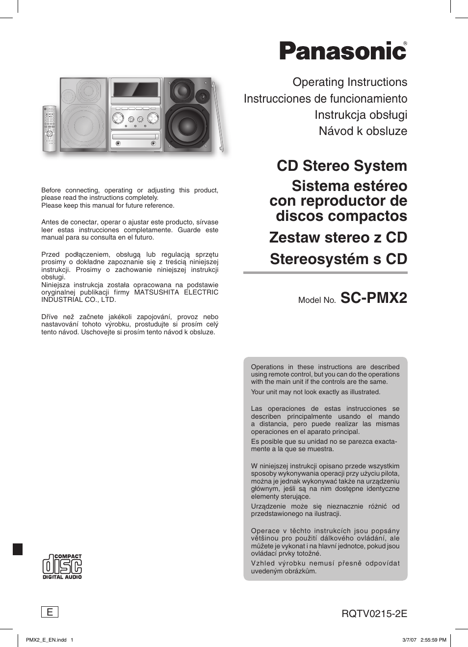 Panasonic SCPMX2 User Manual | 58 pages