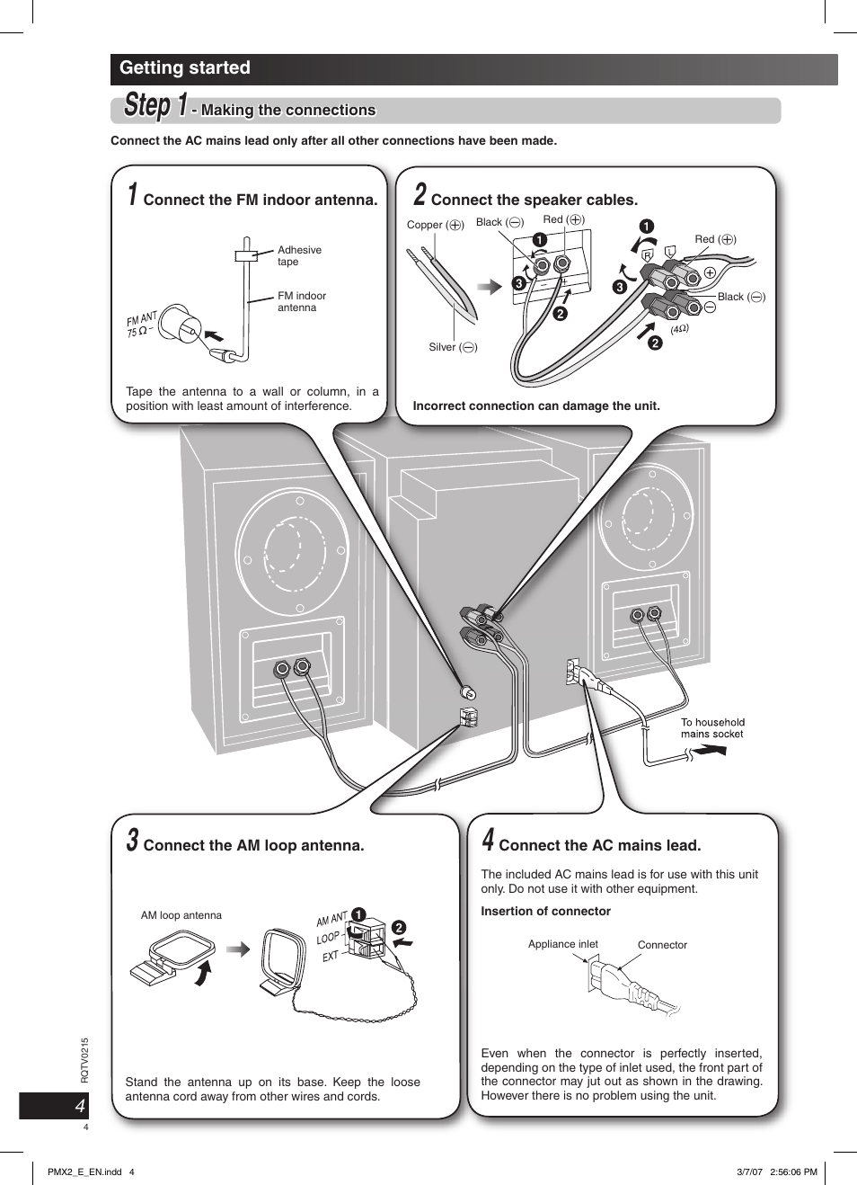 Step 1, Getting started | Panasonic SCPMX2 User Manual | Page 4 / 58