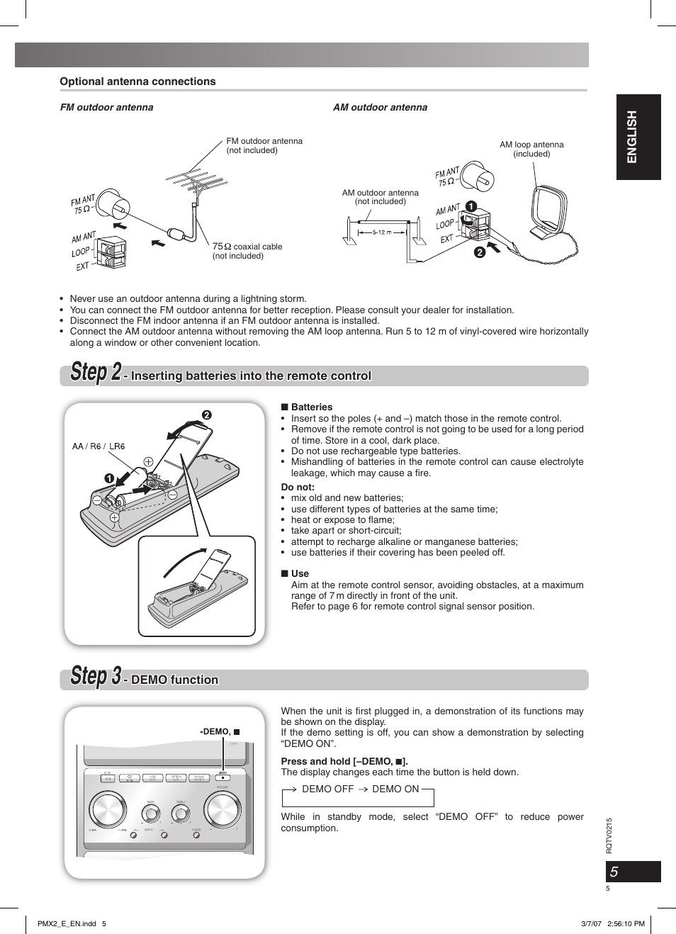 Step 2, Step 3 | Panasonic SCPMX2 User Manual | Page 5 / 58