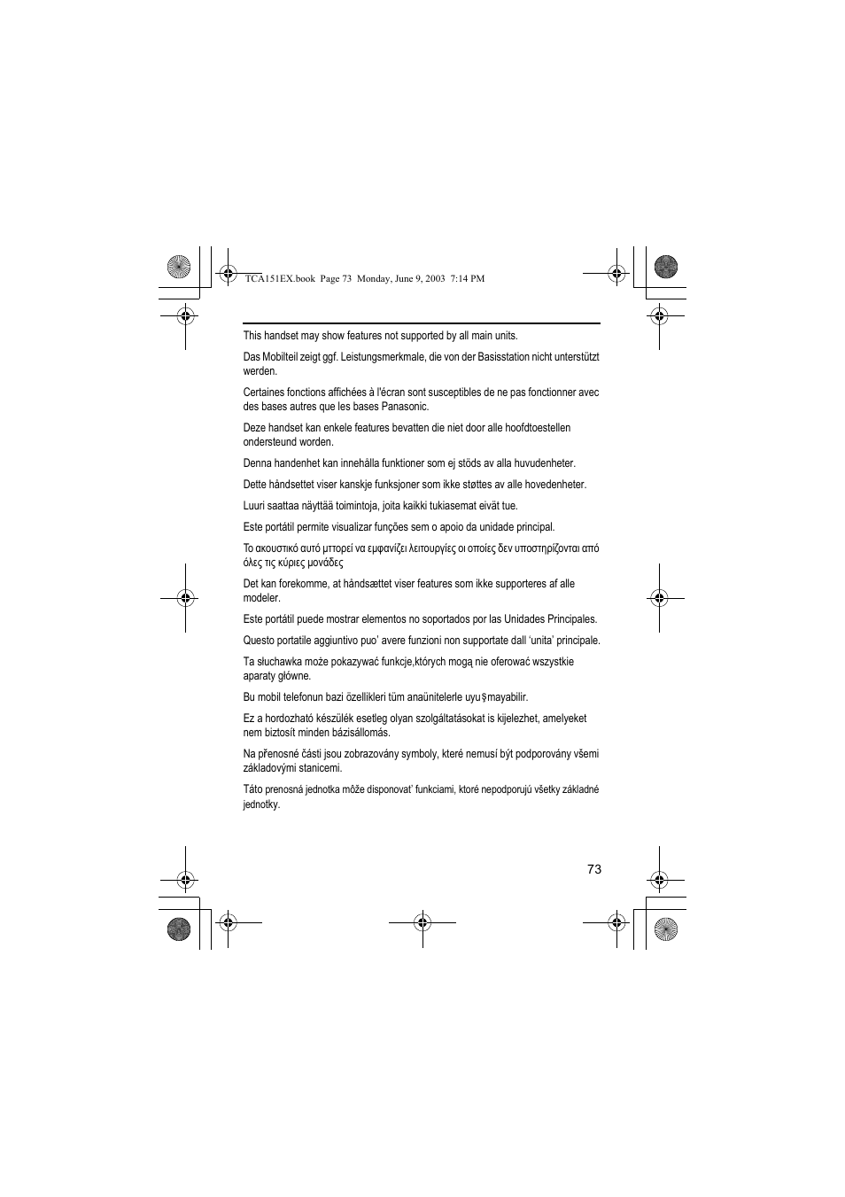 Panasonic KXTCA151EX User Manual | Page 73 / 76