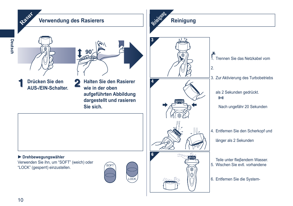 Rasur, Reinigung | Panasonic ES8103 User Manual | Page 10 / 108