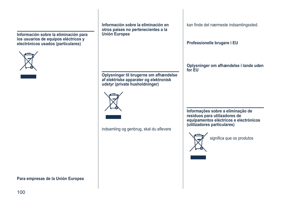 Español, Português, Dansk | Panasonic ES8103 User Manual | Page 100 / 108