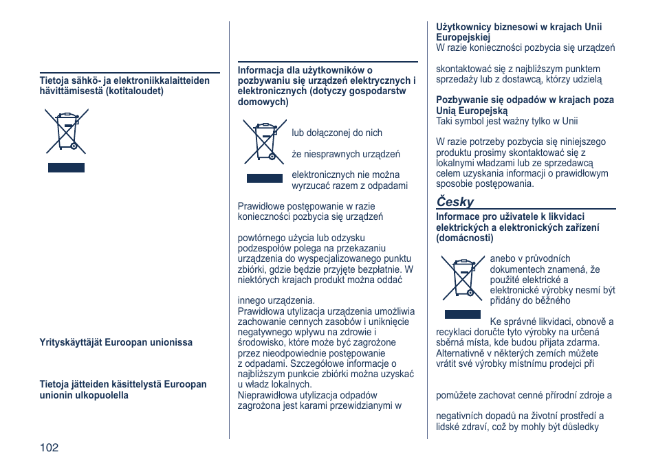 Suomi, Česky, Polski | Panasonic ES8103 User Manual | Page 102 / 108