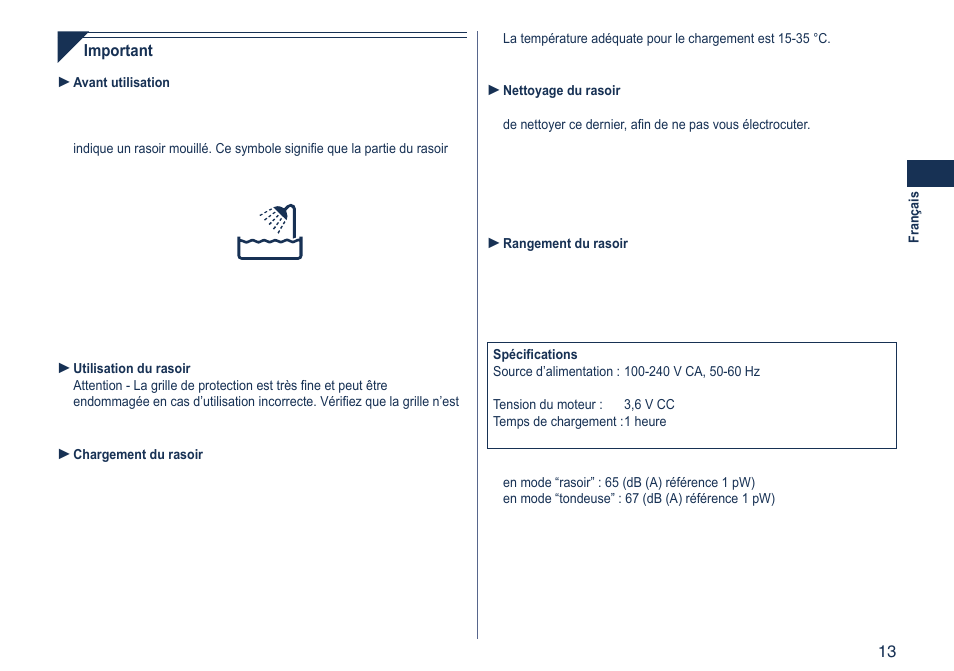 Panasonic ES8103 User Manual | Page 13 / 108
