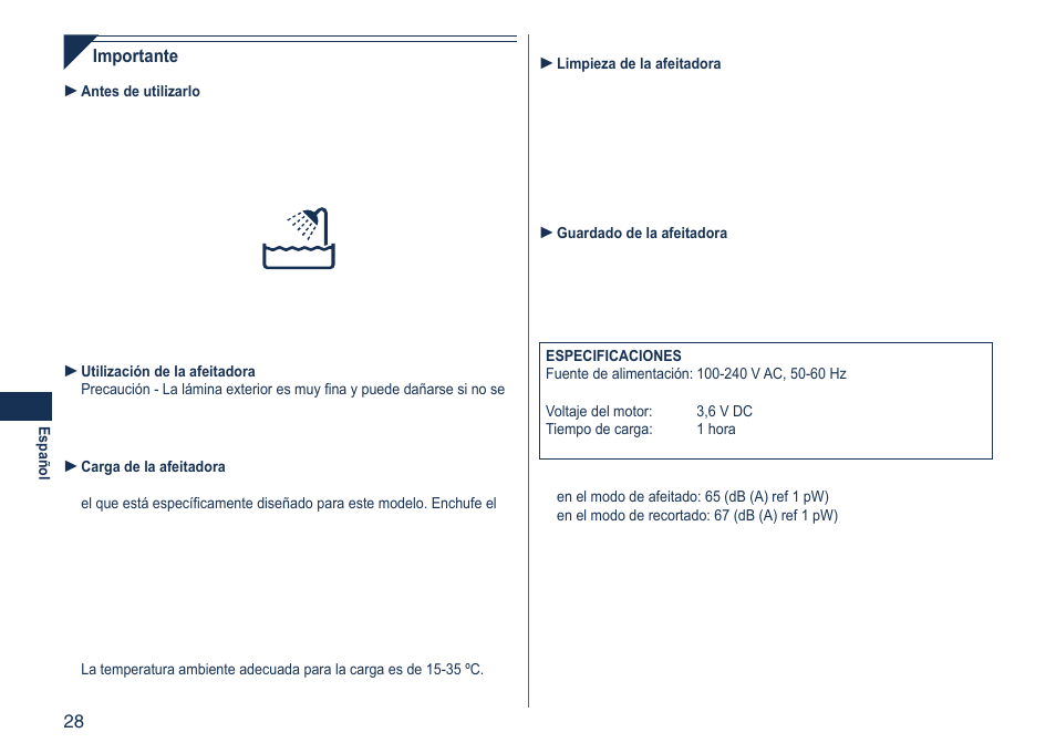 Panasonic ES8103 User Manual | Page 28 / 108