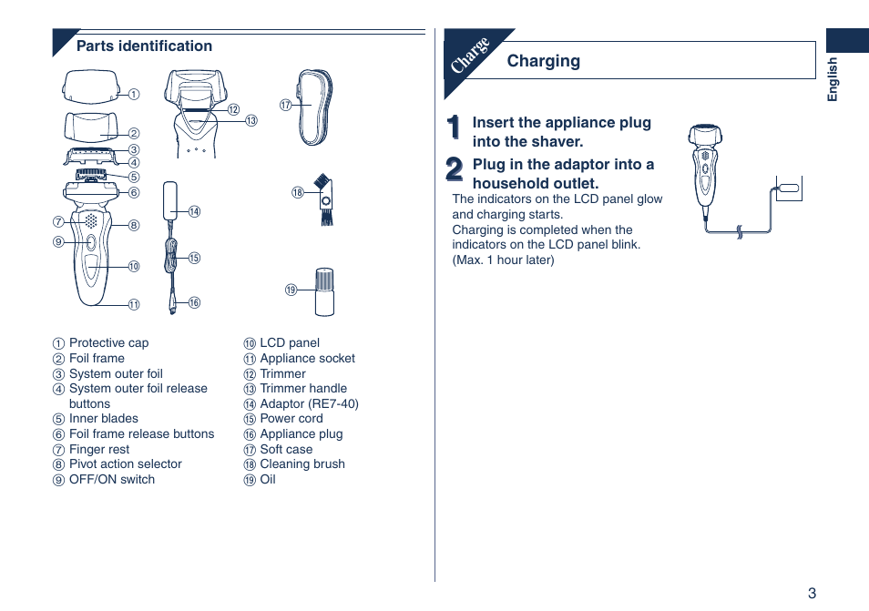 Char ge | Panasonic ES8103 User Manual | Page 3 / 108