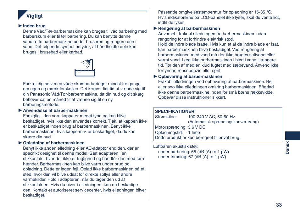 Panasonic ES8103 User Manual | Page 33 / 108