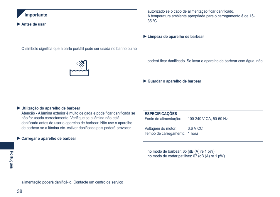 Panasonic ES8103 User Manual | Page 38 / 108