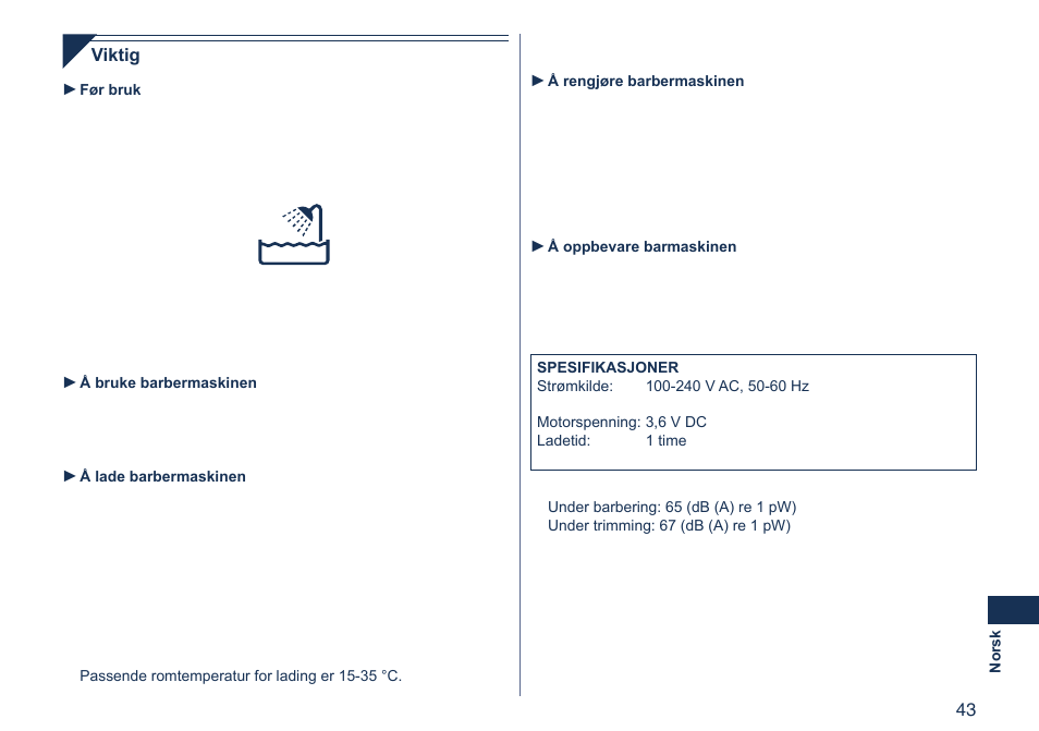 Panasonic ES8103 User Manual | Page 43 / 108