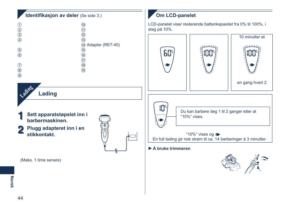 Lading | Panasonic ES8103 User Manual | Page 44 / 108