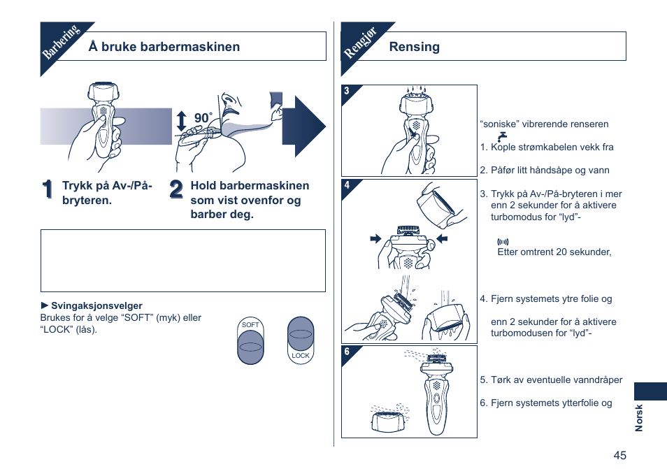 Barbering, Rengjør | Panasonic ES8103 User Manual | Page 45 / 108