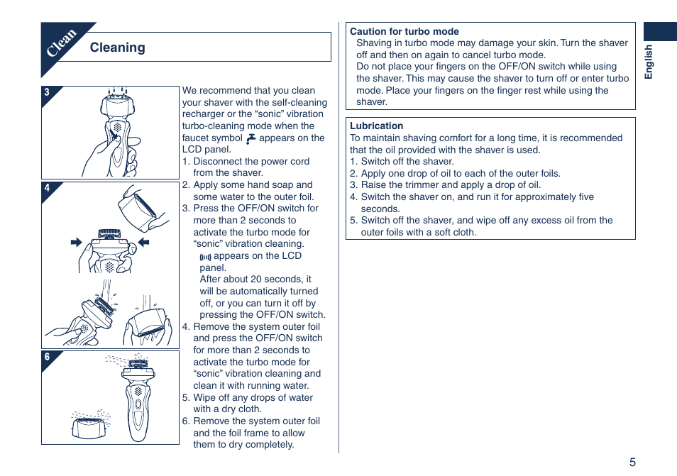 Clean, Cleaning | Panasonic ES8103 User Manual | Page 5 / 108