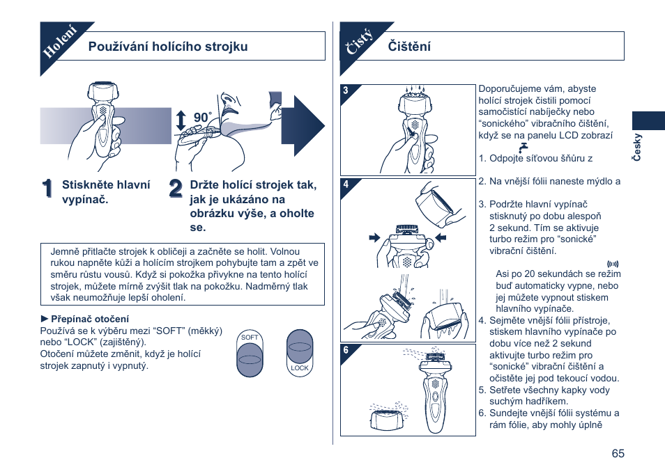Holení, Čistý | Panasonic ES8103 User Manual | Page 65 / 108