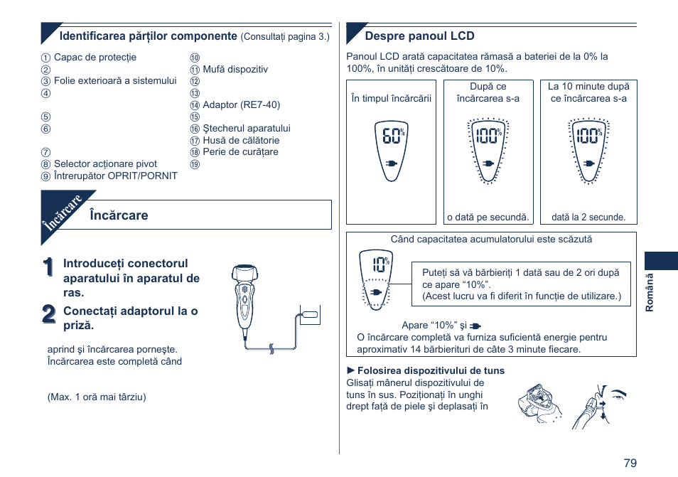 Încăr car e | Panasonic ES8103 User Manual | Page 79 / 108