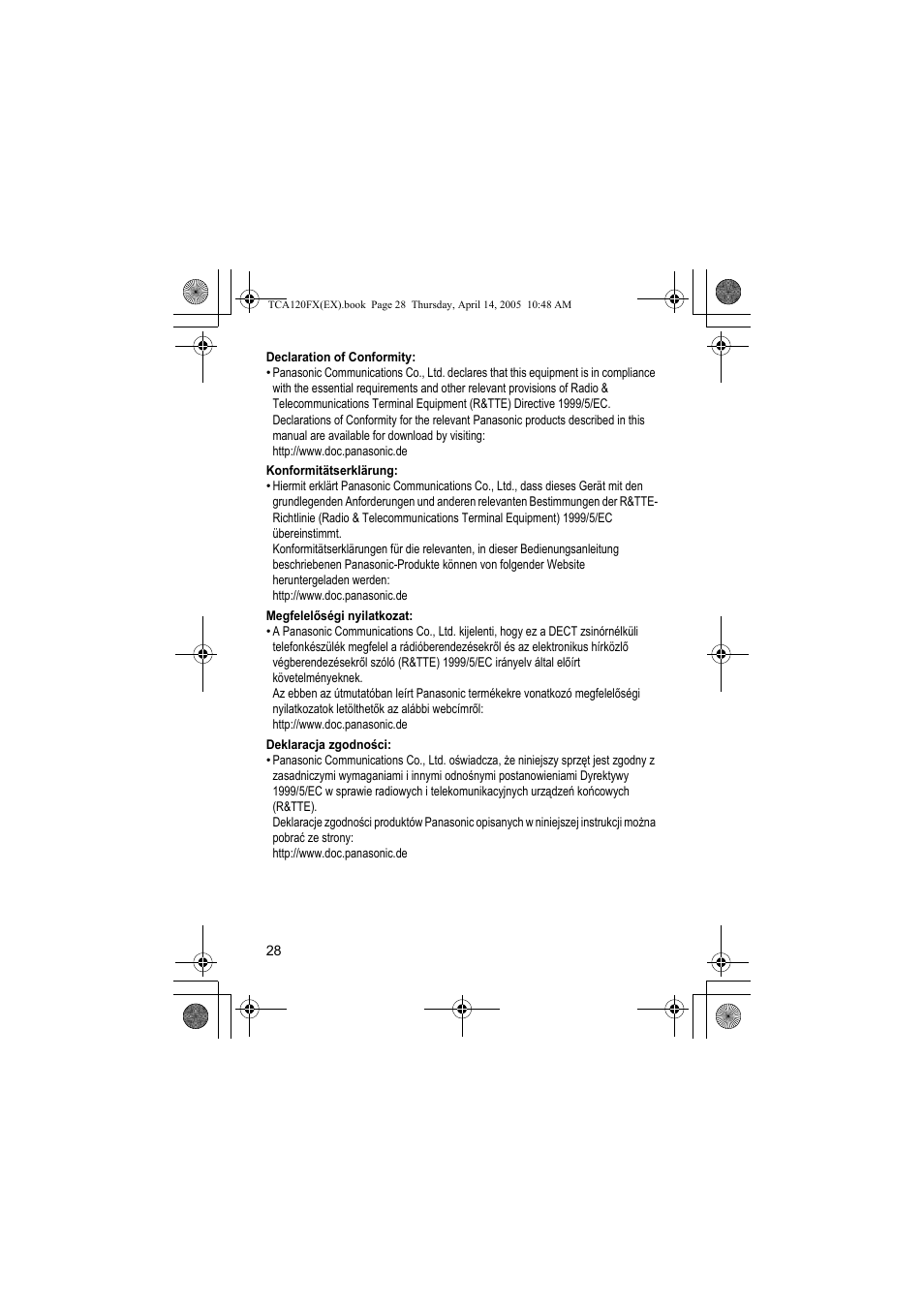 Panasonic KXTCA120FX User Manual | Page 28 / 32