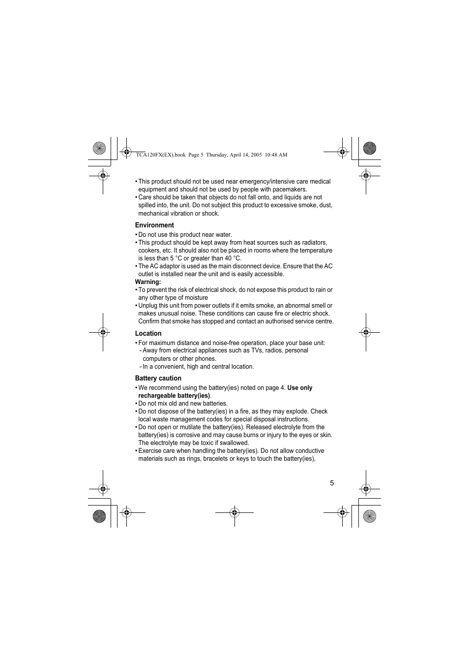 Panasonic KXTCA120FX User Manual | Page 5 / 32