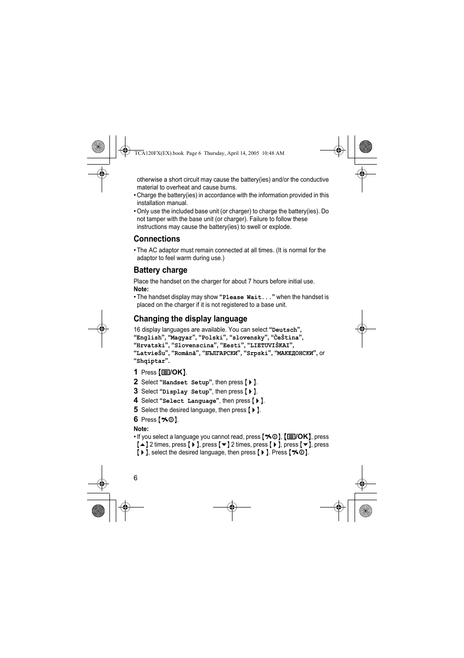 Panasonic KXTCA120FX User Manual | Page 6 / 32
