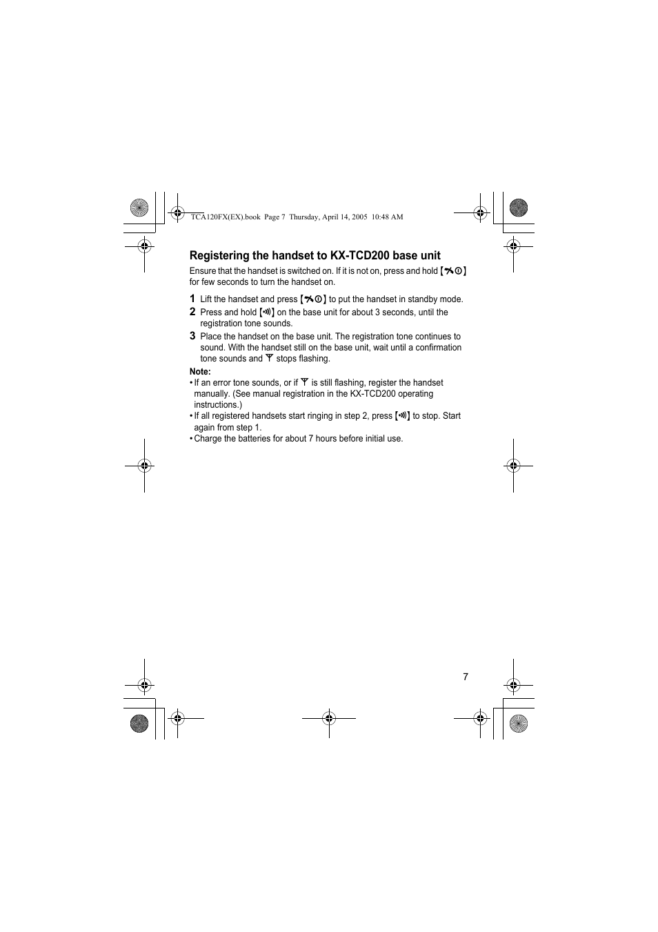 Panasonic KXTCA120FX User Manual | Page 7 / 32