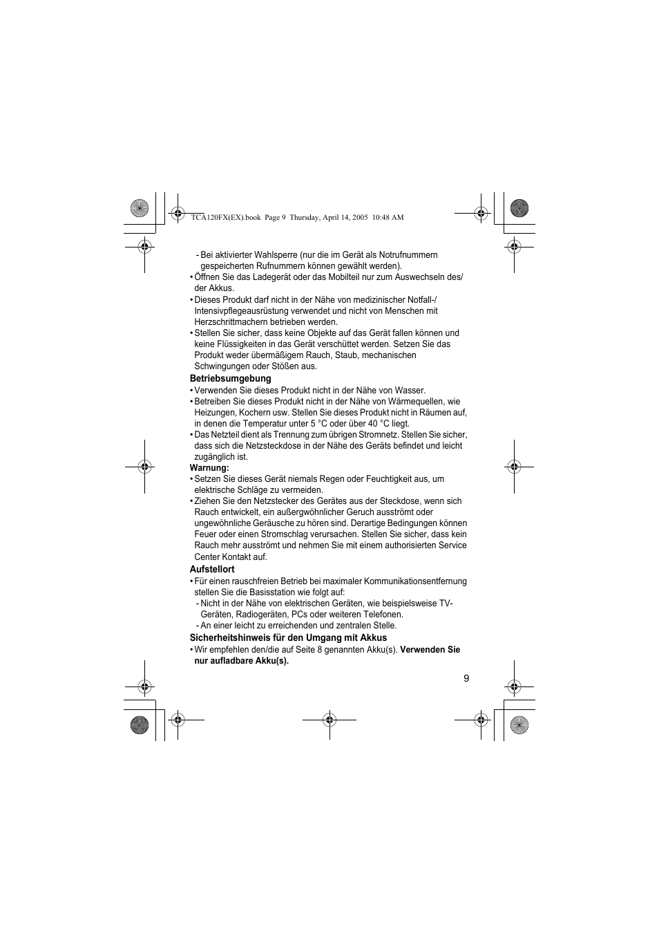 Panasonic KXTCA120FX User Manual | Page 9 / 32