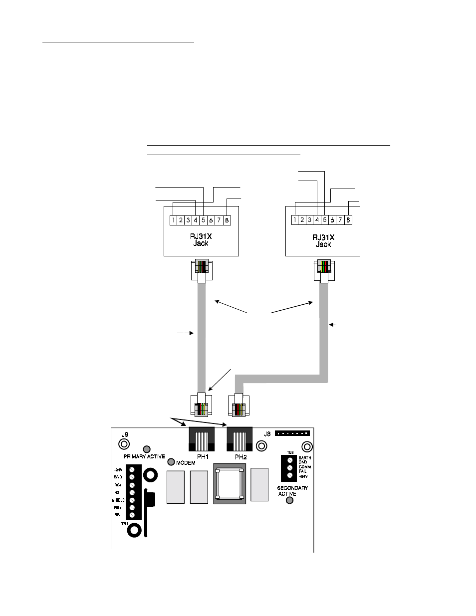 0 installation and wiring, Figure 2-1: wiring phone jacks, 2 output circuits 2.1 general | ADT Security Services ADT-UDACT User Manual | Page 14 / 68