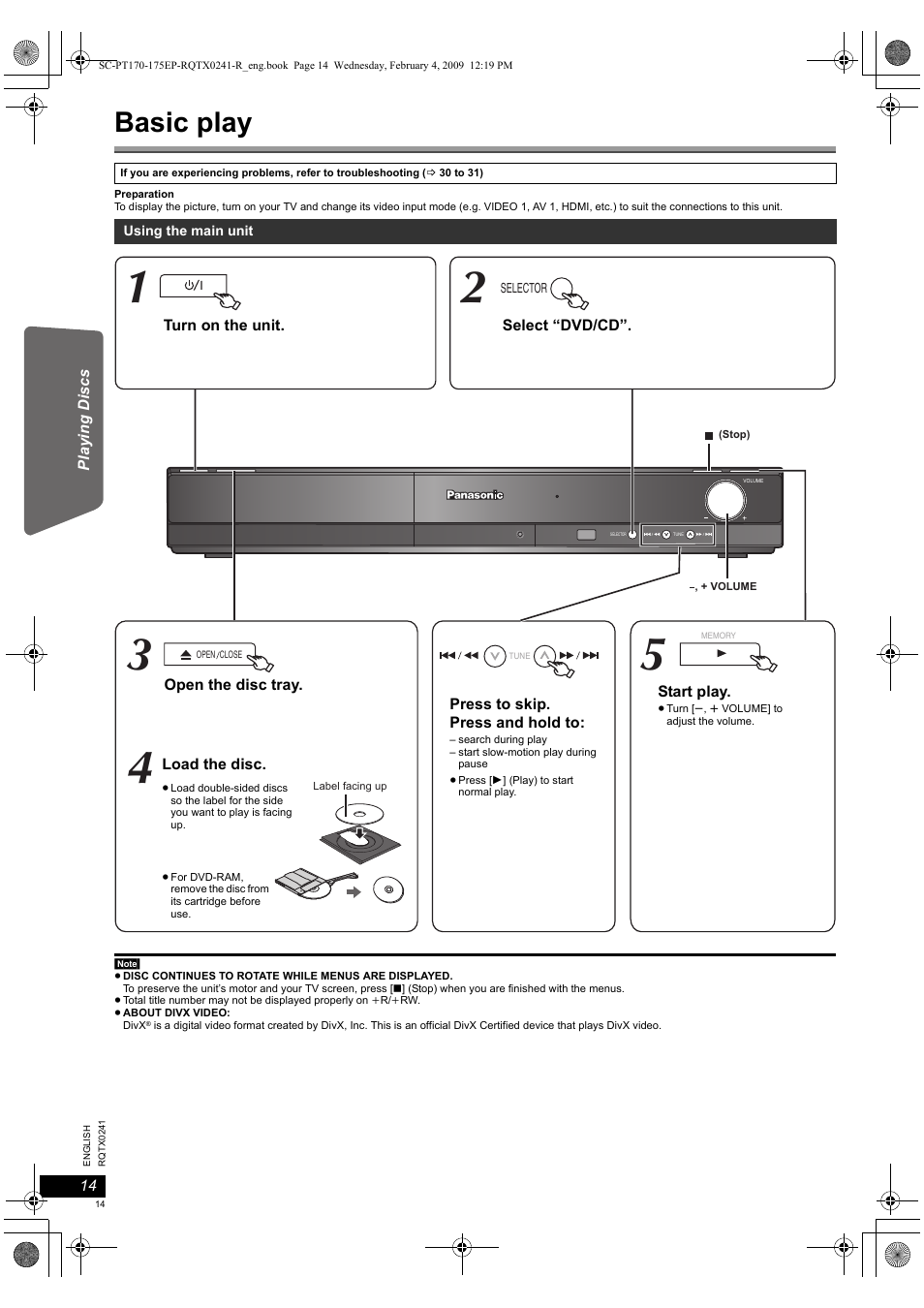 Basic play | Panasonic SCPT170 User Manual | Page 14 / 104