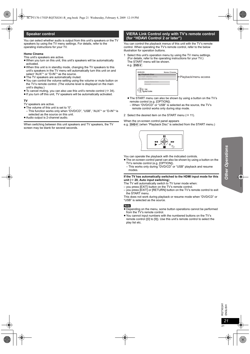 Panasonic SCPT170 User Manual | Page 21 / 104