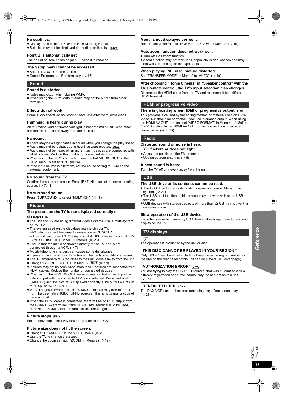 Panasonic SCPT170 User Manual | Page 31 / 104