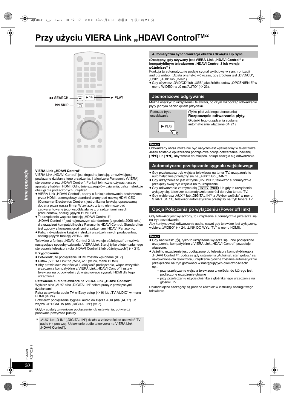 Przy użyciu viera link „hdavi control | Panasonic SCPT170 User Manual | Page 88 / 104