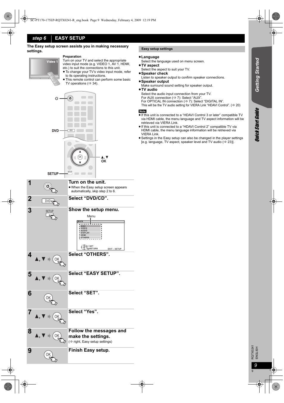 Panasonic SCPT170 User Manual | Page 9 / 104