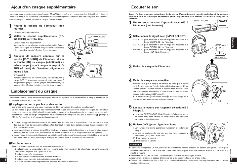 Écouter le son | Panasonic RPWF6000H User Manual | Page 12 / 51