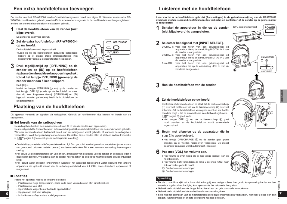 Luisteren met de hoofdtelefoon | Panasonic RPWF6000H User Manual | Page 24 / 51
