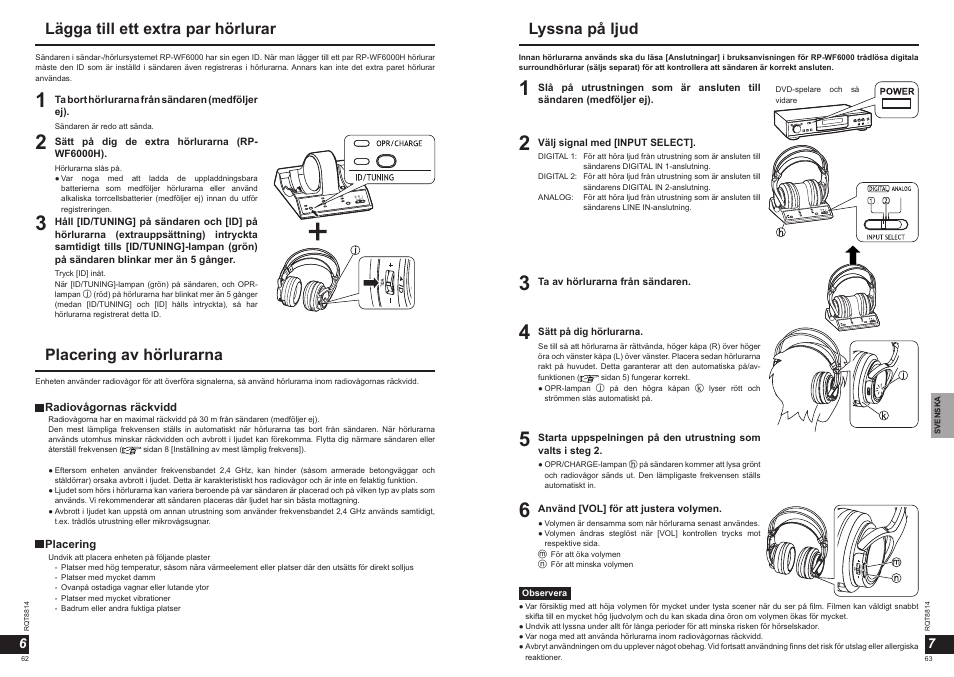 Lyssna på ljud | Panasonic RPWF6000H User Manual | Page 32 / 51