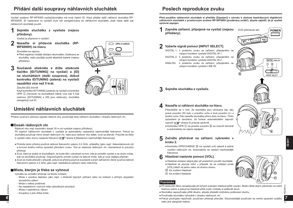 Poslech reprodukce zvuku | Panasonic RPWF6000H User Manual | Page 36 / 51