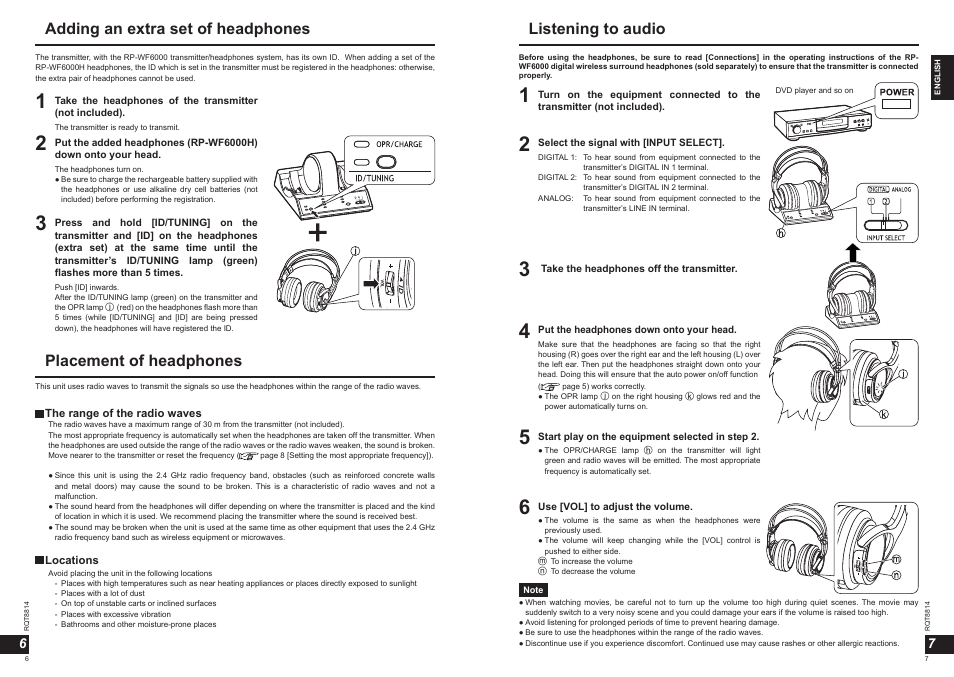 Listening to audio | Panasonic RPWF6000H User Manual | Page 4 / 51