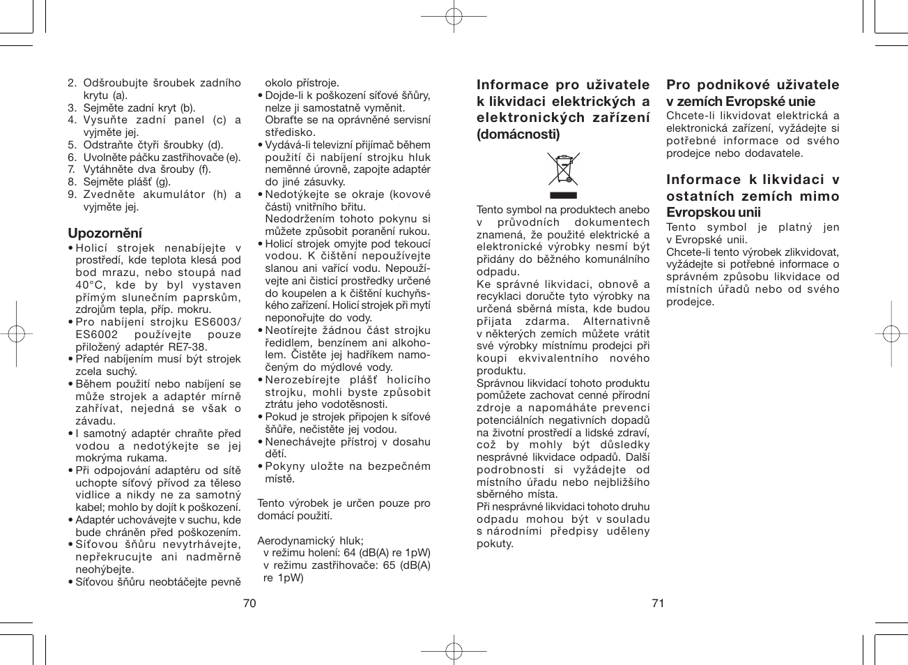 Panasonic ES6003 User Manual | Page 36 / 50