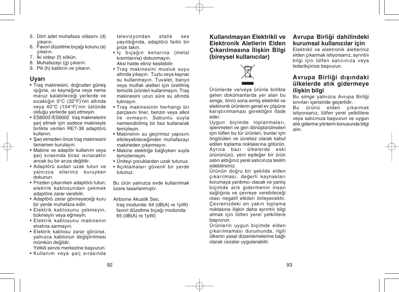 Panasonic ES6003 User Manual | Page 47 / 50