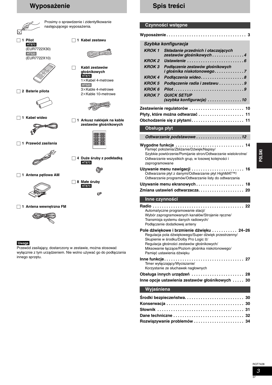 Panasonic SCHT870 User Manual | Page 37 / 104